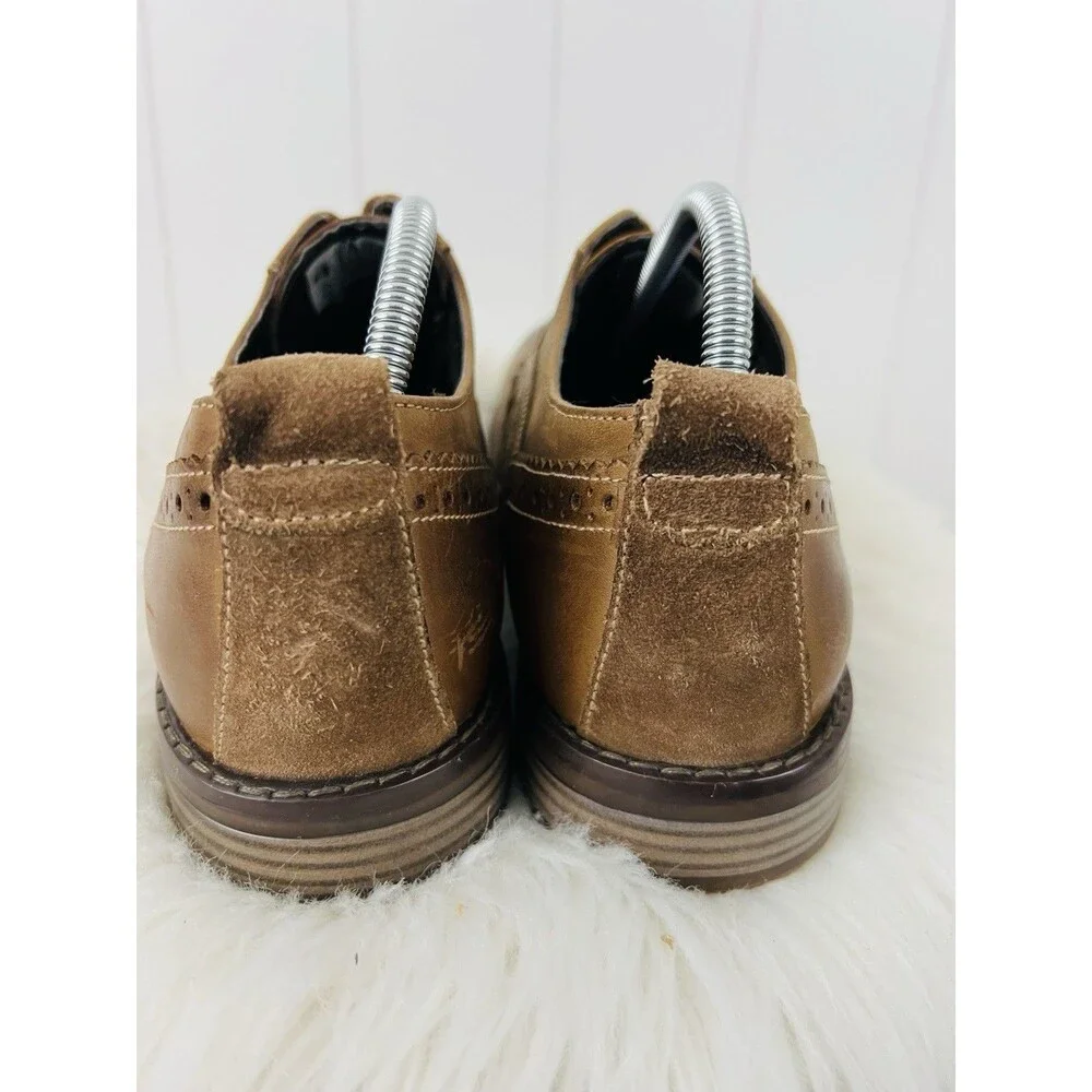 Rockport Brown Suede Leather Wingtip Oxford Dress Brogue Shoes Made in India 10M